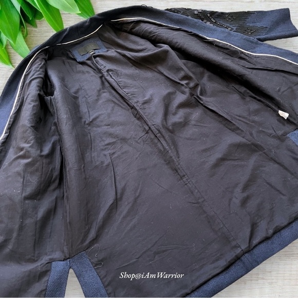 J.Crew Collection black beaded embroidered linen navy topcoat *shop@iamwarrior - Picture 11 of 15
